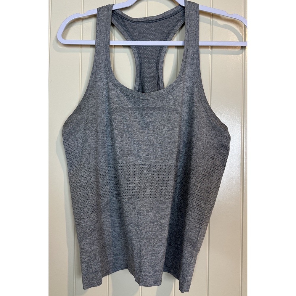 Lululemon Swiftly Tech Tank Top gray Sz 12 GUC gym running workout athletic